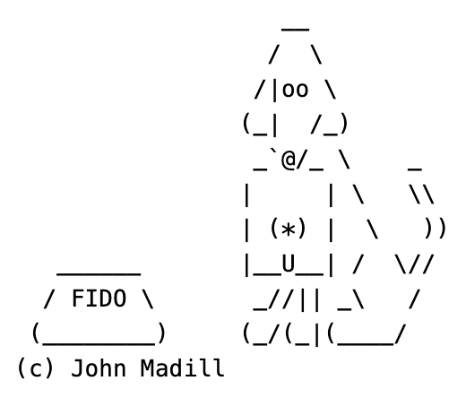 The FidoNet logo drawn in ASCII art, using traditional Unicode characters.