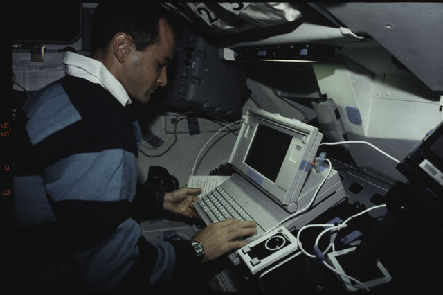 James Adamson on Macintosh Portable in space