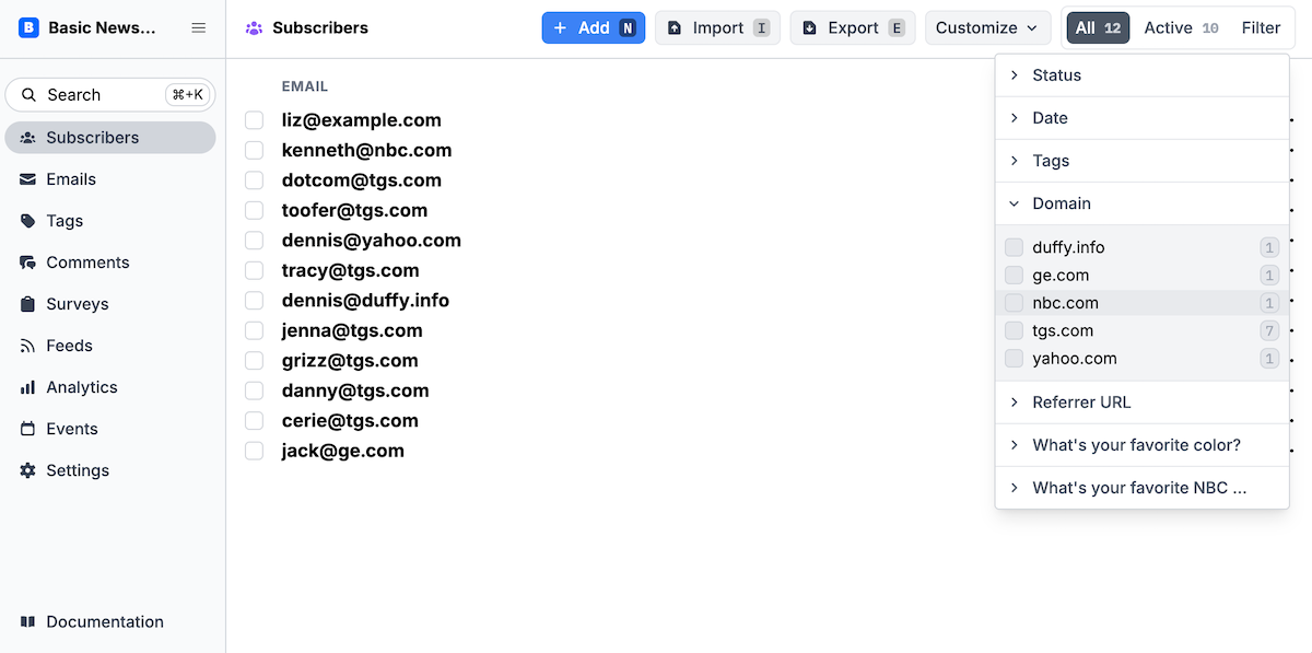 Filtering by metadata in Buttondown